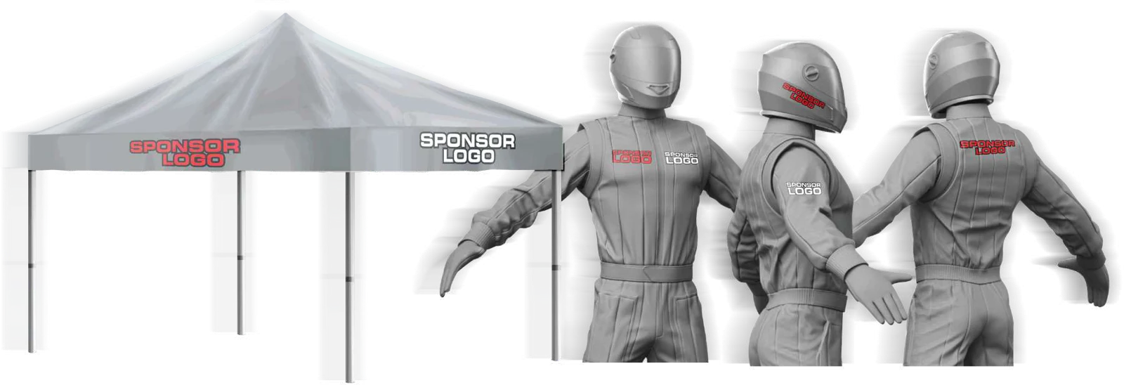 Team tent and race suits mockup